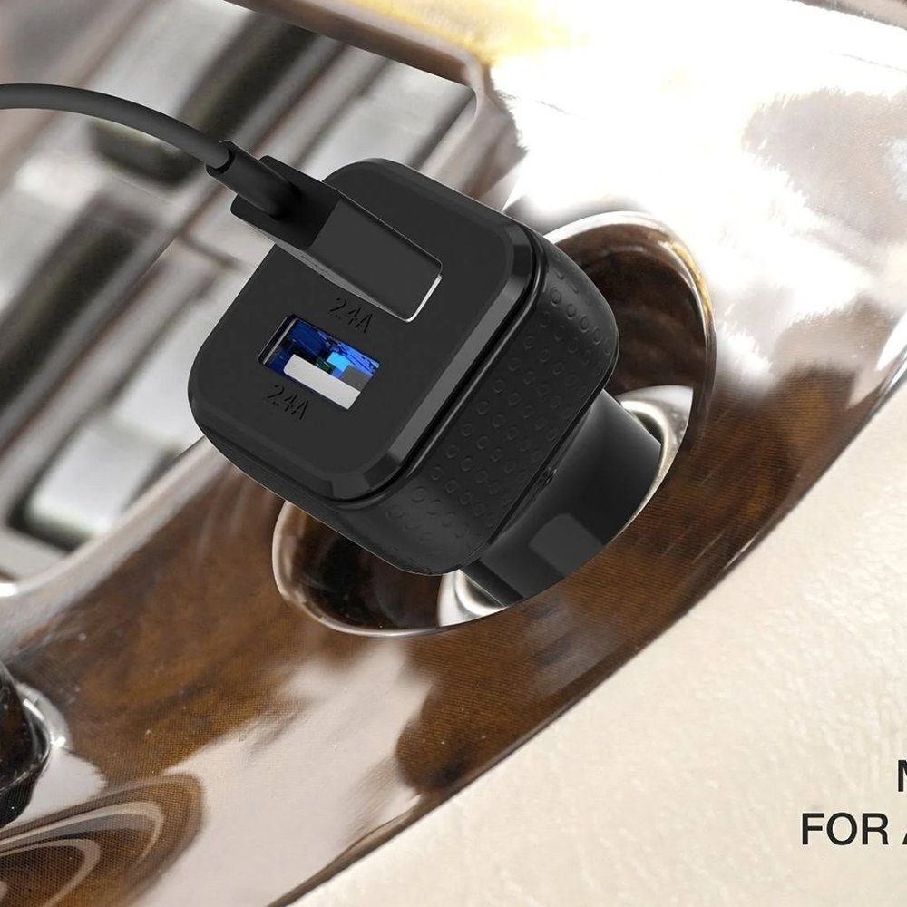 🔋Maxboost🔋 Car Charger Adapter, 4.8A/24W 2 USB Smart Port Car Charger [Black] - Picture 2 of 16
